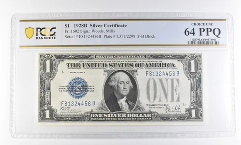 1928 B $1 Silver Certificate Fr#1602 Choice Unc 64 PPQ PCGS *2546