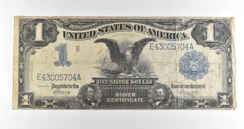 1899 $1 Silver Certificate Black Eagle Blue Seal Large Note *4523
