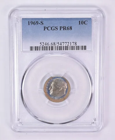 1969-S Roosevelt Dime PR68 PCGS Beautiful Tone *1101