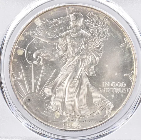 1993 American Silver Eagle MS64 PCGS Beautiful Tone Reverse *1483