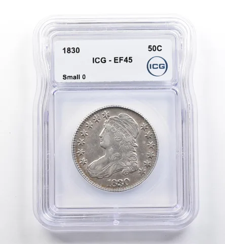 1830 Capped Bust Half Dollar Small 0 EF45 ICG *0122