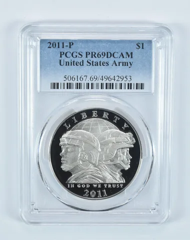 2011-P United States Army Commemorative Dollar PR69 DCAM PCGS Blue Label