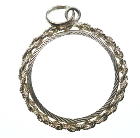 .835 Silver 26 MM Sacagawea Susan B Anthony Coin Bezel Pendant Frame Edge *2384