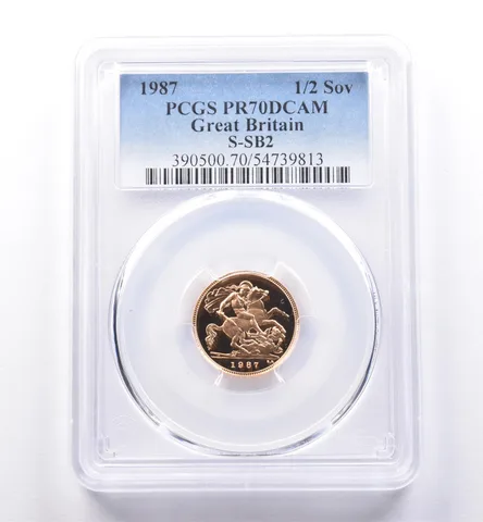 1987 Great Britain Gold 1/2 Sovereign S-SB2 PR70 DCAM PCGS a8607
