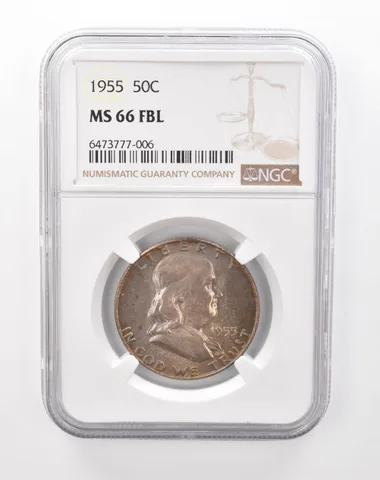 1955 Franklin Half Dollar MS66 FBL NGC Beautiful Tone *1258