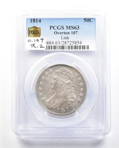 1814 Capped Bust Half Dollar Overton 107 Link MS63 PCGS O-107 R2 *2311