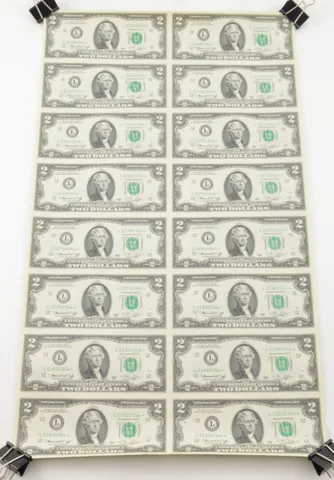 Lot(16) 1976 Star Error $1 San Francisco, CA United States FRN Uncut Sheet a8709