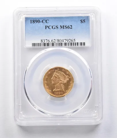 1890-CC $5 Liberty Head Gold Half Eagle MS62 PCGS *2952