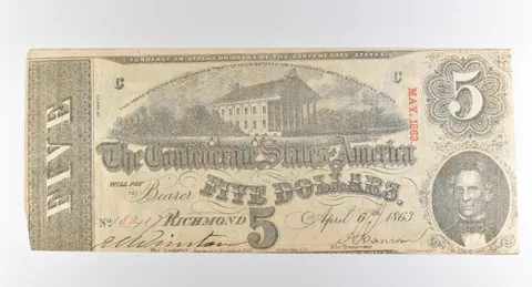 1863 $5 Richmond VA Confederate States Of America Obsolete Note *3877