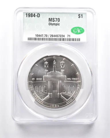 MS70 1984-D Olympic Colosseum Commemorative Dollar CAC CACG *6283