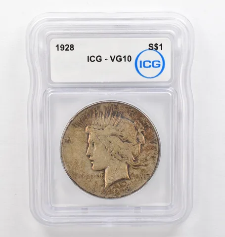 1928 Peace Silver Dollar VG10 ICG Beautiful Tone *0268