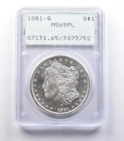 1881-S Morgan Silver Dollar MS65 PL PCGS Rattler *9550