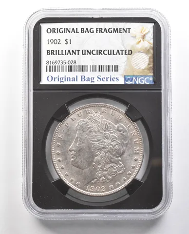 1902 Morgan Silver Dollar Original Bag Fragment BU NGC *4360
