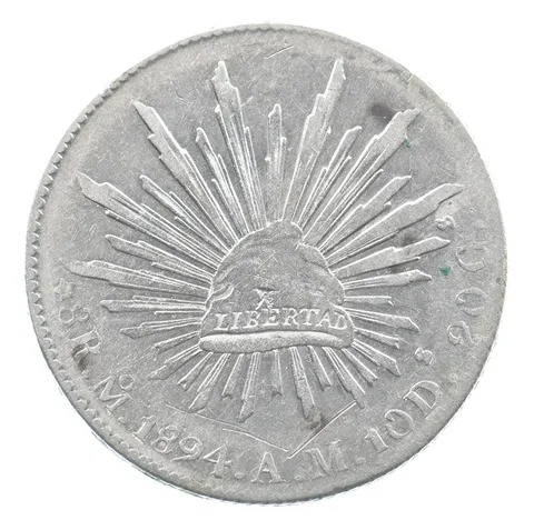 1894 Mo AM Mexico 8 Reales Chopmarks *0044