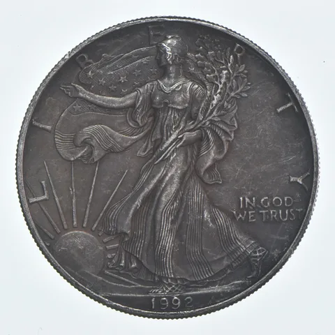 Beautiful Toned - 1992 American Silver Eagle 1 Troy Oz .999 Fine Silver *957