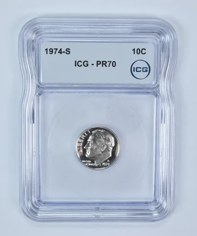 1974-S Roosevelt Dime PR70 ICG