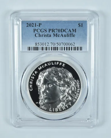 2021-P Christa McAuliffe Commemorative Dollar PR70 DCAM PCGS
