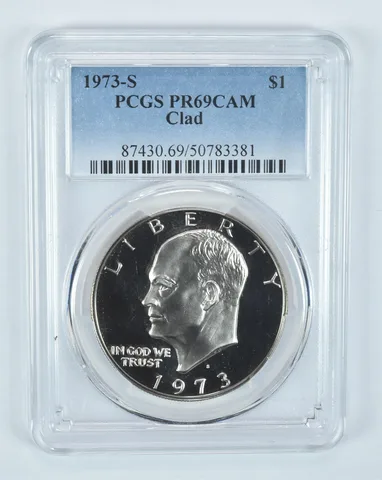 1973-S Eisenhower $1 Clad PR69 CAM PCGS Blue Label