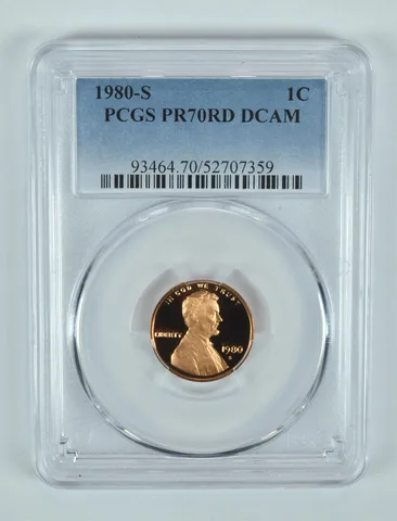 1980-S Lincoln Memorial Cent PR70 RD DCAM PCGS Blue Label