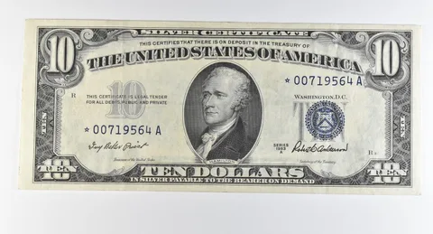 1953 A $10 Silver Certificate Star Note Blue Seal *0318
