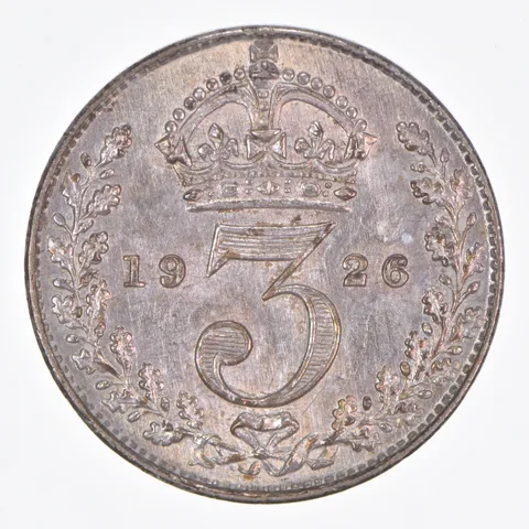 Better Date - 1926 Great Britain 3 Pence World Coin- Silver *239