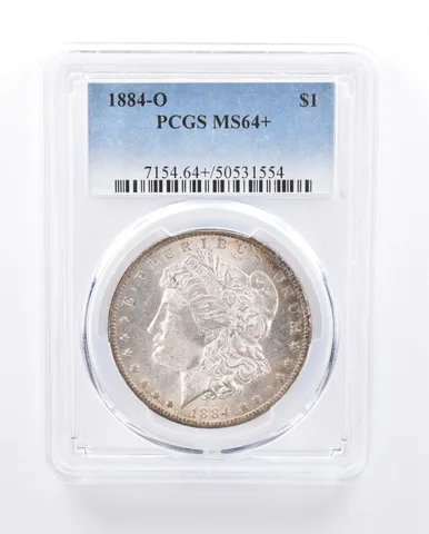 1884-O Morgan Silver Dollar MS64+ PCGS Electric Rainbow Tone Reverse *4612