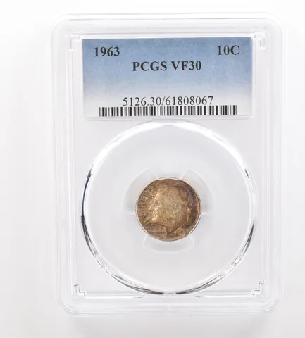 1963 Roosevelt Dime VF30 PCGS Beautiful Tone *3323