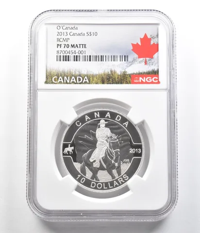 2013 Canada 10 Dollar Silver O'Canada RCMP PF70 Matte NGC *7362