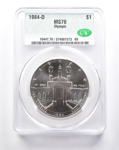 MS70 1984-D Olympic Coliseum Commemorative Dollar CAC CACG *6286