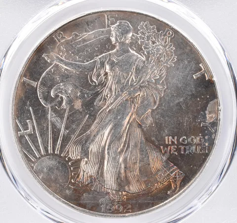 1992 American Silver Eagle MS60 PCGS Beautiful Tone *1538