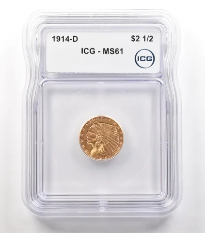 1914-D $2.50 Indian Head Gold Quarter Eagle MS61 ICG a5273