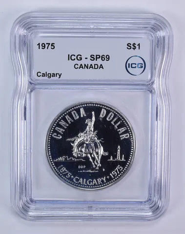 1975 Canada 1 Dollar Silver Calgary SP69 ICG