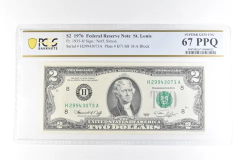 1976 $2 St Louis MO FRN Fr#1935-H Superb Gem Unc 67 PPQ PCGS *0430