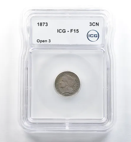 1873 Three Cent Nickel Open 3 F15 ICG *3702