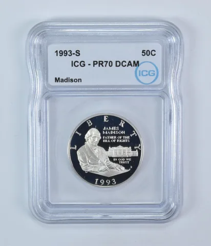 1993-S Madison Bill Of Rights Commemorative Half Dollar PR70 DCAM ICG