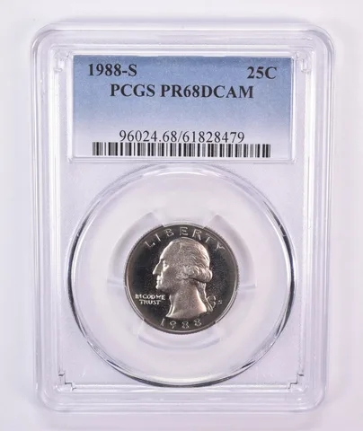 1988-S Washington Quarter PR68 DCAM PCGS Blue Label