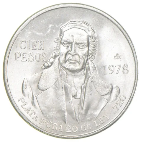 1978 Mexico 100 Pesos S100P SILVER STELLAR LUSTER GEM BU