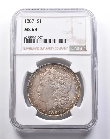 MS64 1887 Morgan Silver Dollar NGC Great Color a3265
