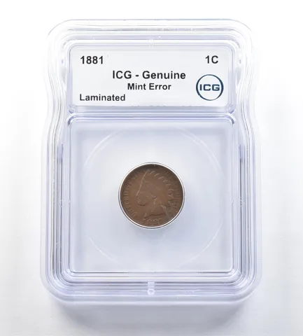 1887 Indian Head Cent Mint Error Laminated Genuine ICG *0649