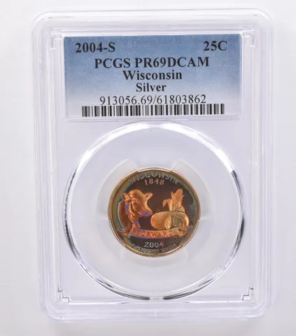 2004-S Washington State Quarter Wisconsin Silver PR69 DCAM PCGS Nice Tone *8745
