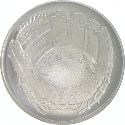 2014-P Unc Baseball HOF CURVED Commemorative Silver Dollar $1