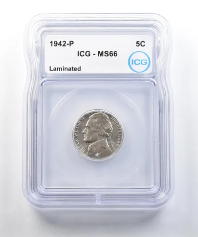 1942-P Jefferson Nickel Laminated MS66 ICG *2006