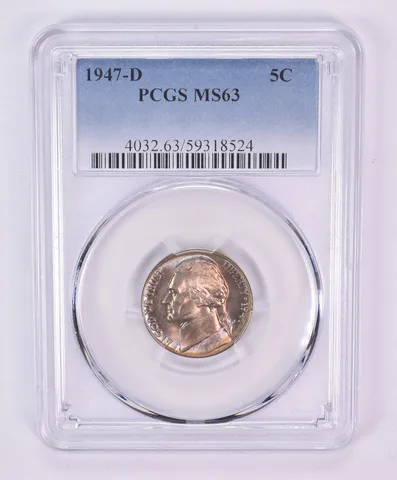 1947-D Jefferson Nickel MS63 PCGS Beautiful Tone *1136