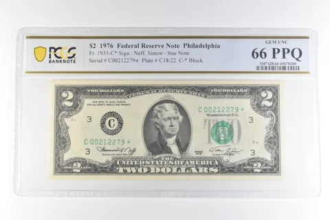 1976 $2 Philadelphia PA FRN Fr#1935-C* Star Note Gem Unc 66 PPQ PCGS *0679