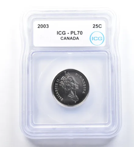 2003 Canada 25 Cents PL70 ICG a1157