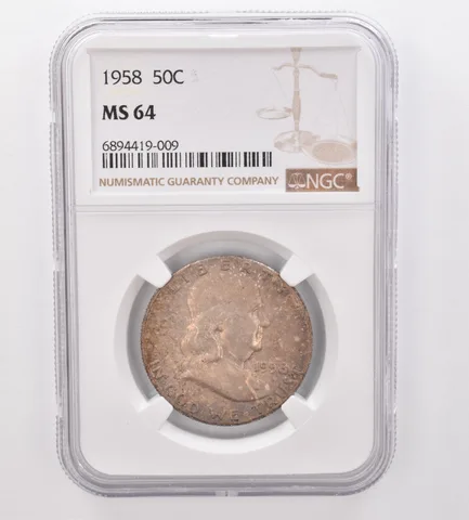 1958 Franklin Half Dollar MS64 NGC Beautiful Tone *9930
