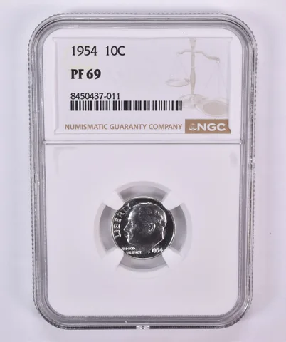 1954 Roosevelt Dime PF69 NGC Brown Label