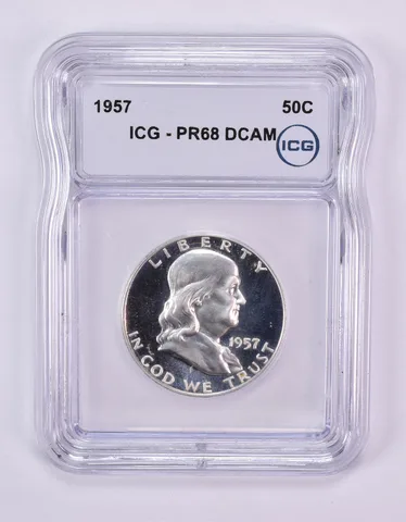 1957 Franklin Half Dollar PR68 DCAM ICG