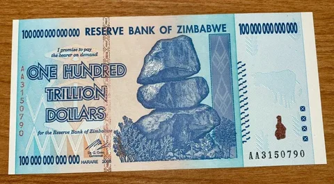 Unc 2008 Zimbabwe 100 TRILLION DOLLARS BANKNOTE AA P-91 GEM Unc Note