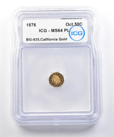 1876 50 Cent California Gold Octagonal BG-935 MS64 PL ICG *0434